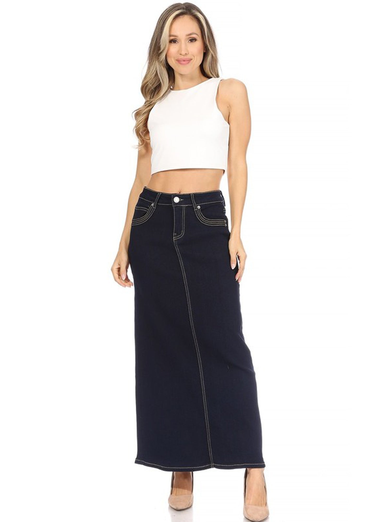 G-Gossip Apparel Denim Long Skirt - Long Skirts