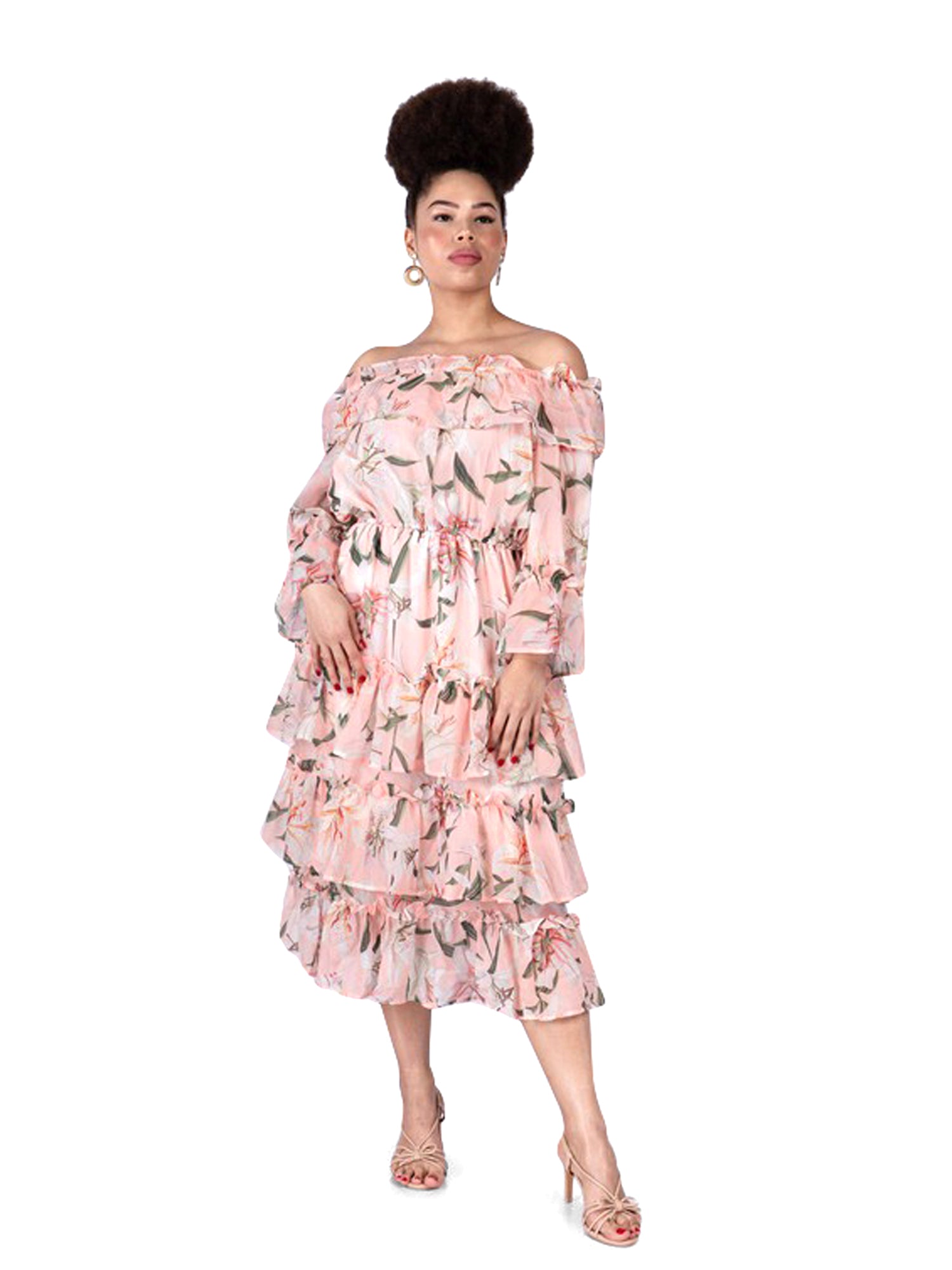 white christmas dresses Ruffle Bottom Chiffon Dress main image 1