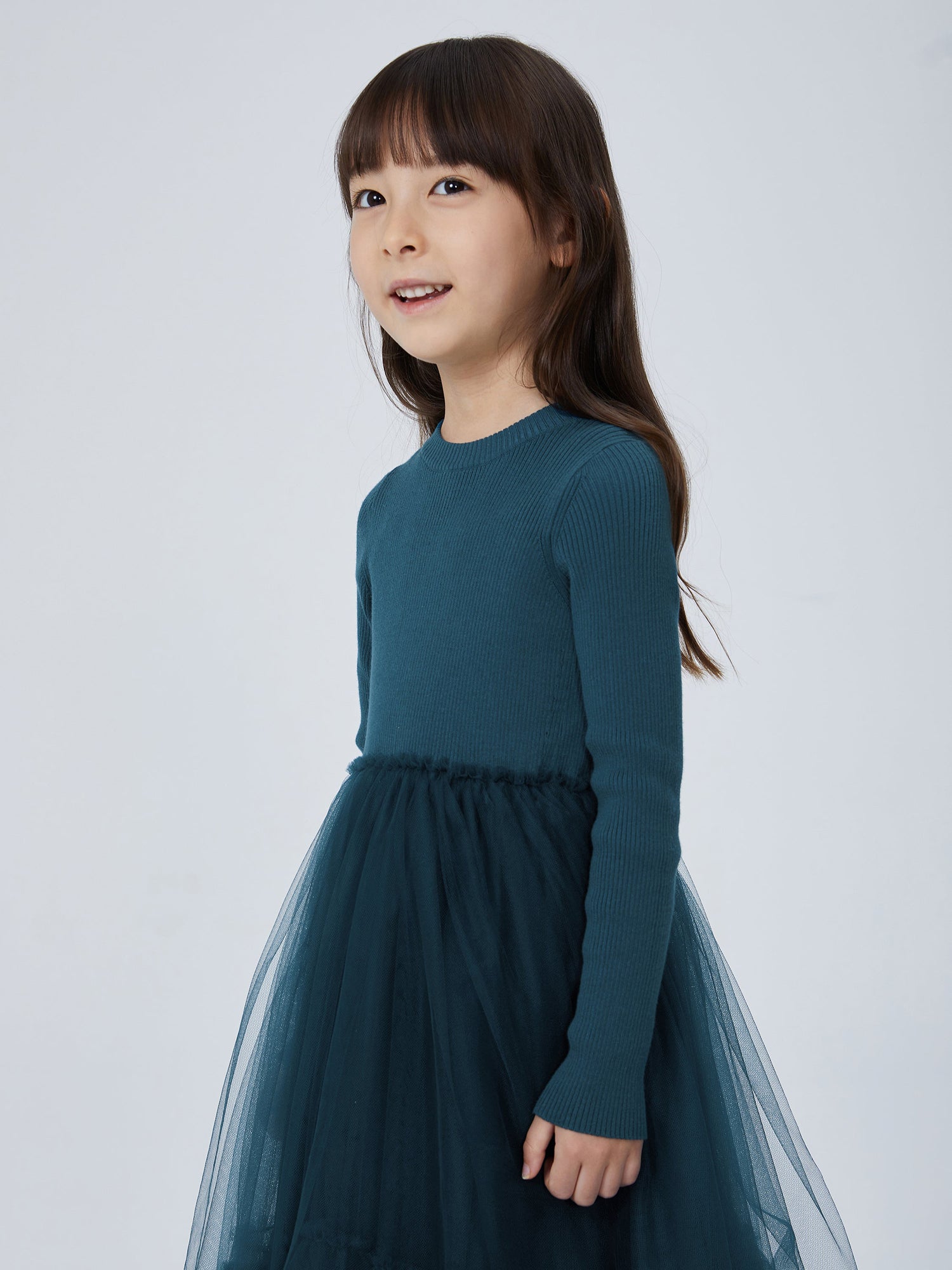 JNBY Girl's Ribbed Sweater and Tulle Dress JNBY