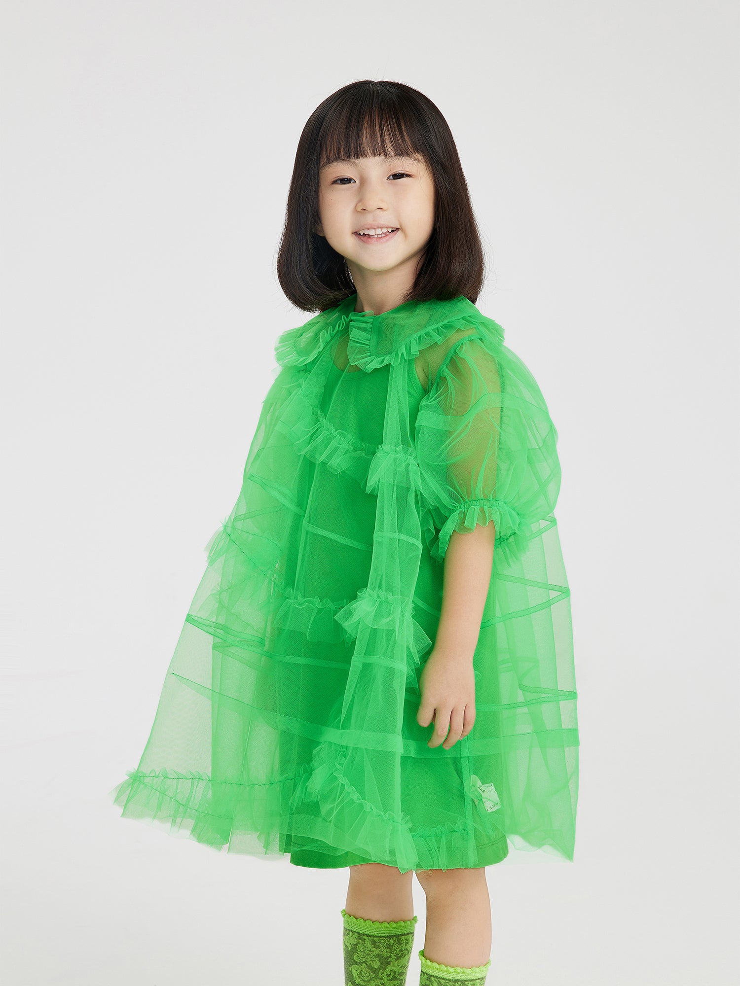 JNBY Organza Asymmetric Ruffle Collared Dress - Dresses