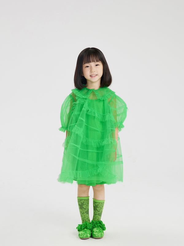 JNBY Organza Asymmetric Ruffle Collared Dress - Dresses