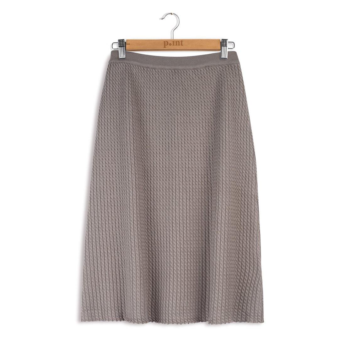 Point Knee Length Pull-On Cable-Knit A-line Skirt - PinkOrchidFashion