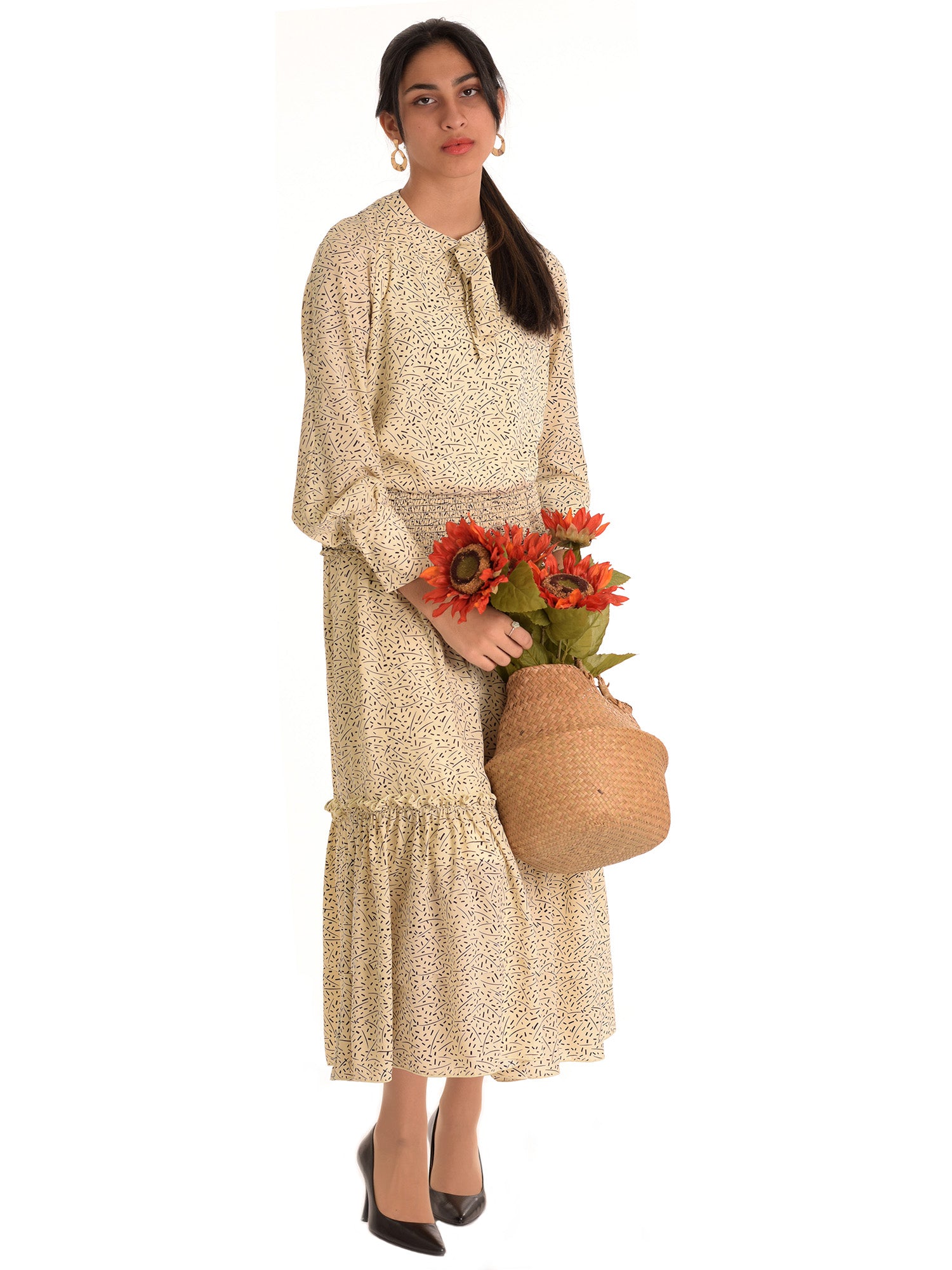 Pinto Print Smocked Waist Blouse - Tops