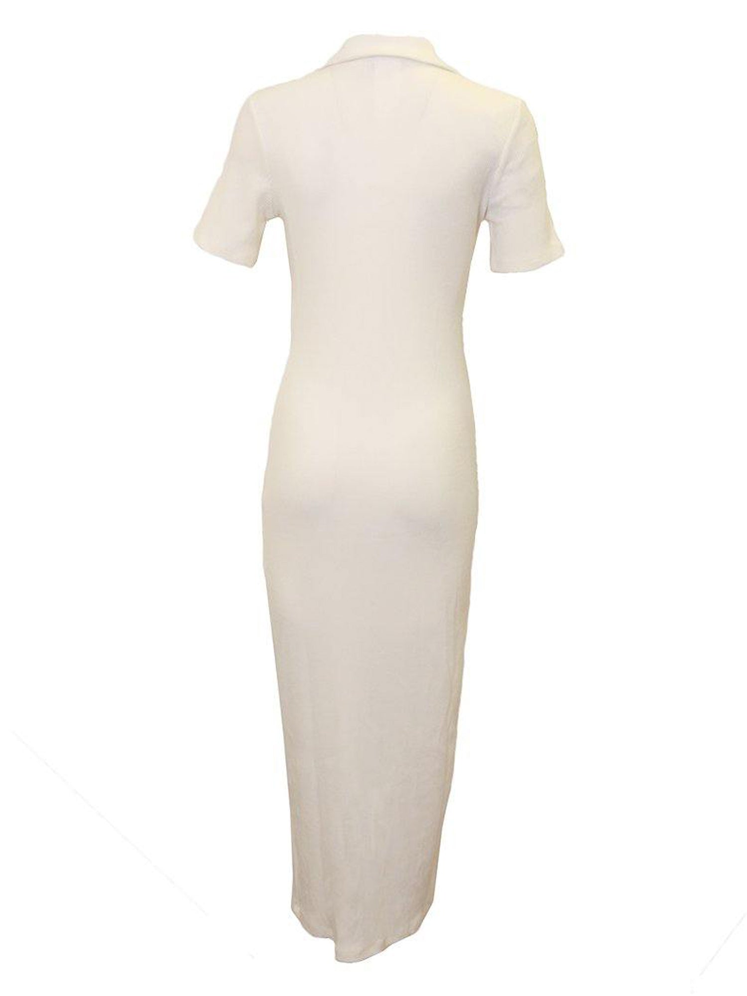 Kiki Riki Short Sleeve Ribbed Button Down Maxi Dress