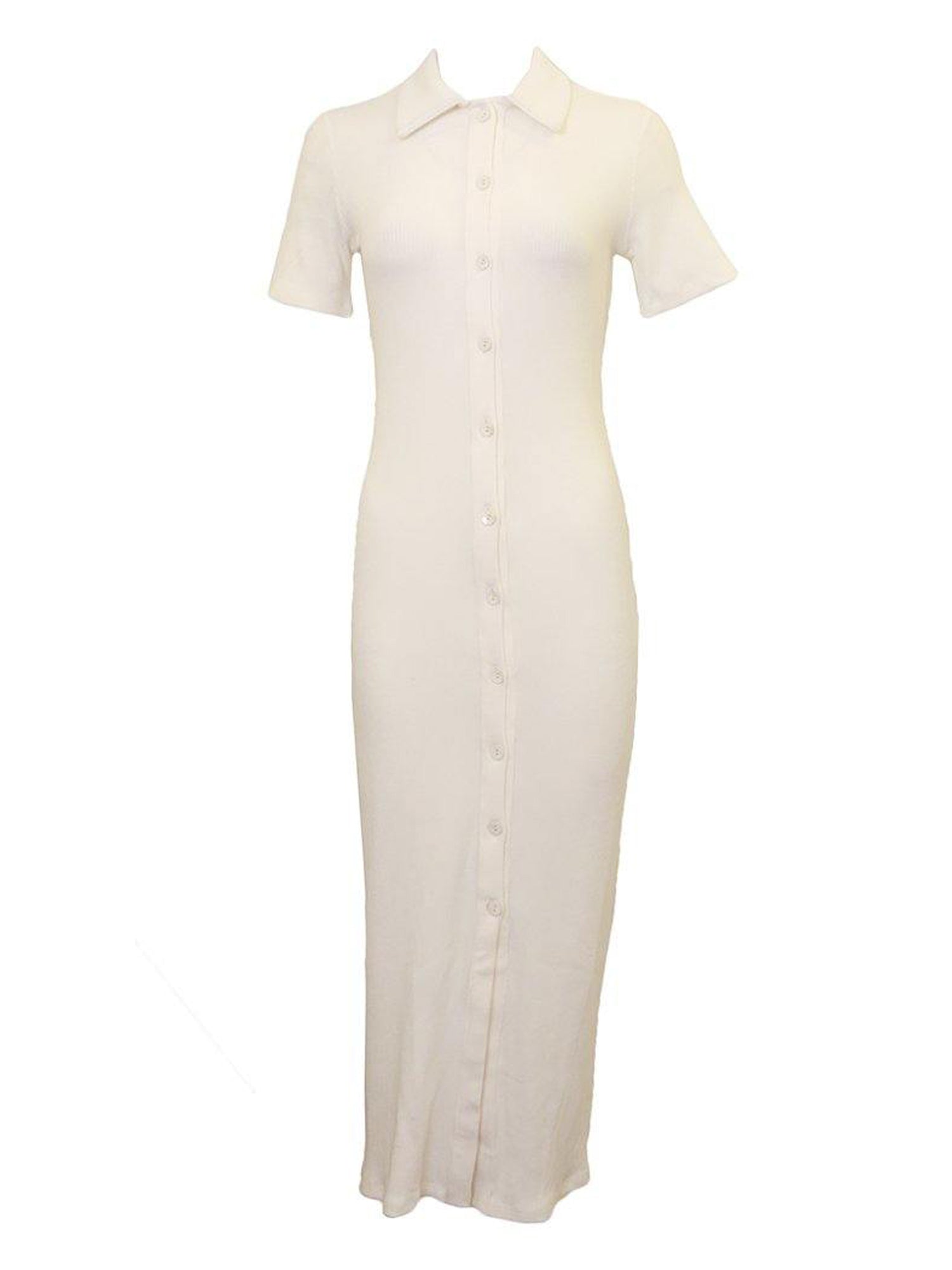 Kiki Riki Ribbed Button Down Maxi Dress Off White / S Kiki Riki Ribbed Button Down Maxi Dress Off White / S