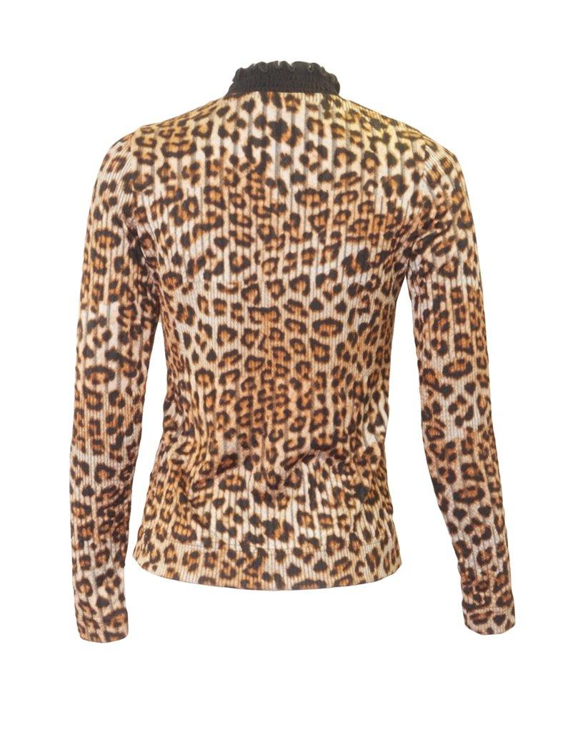 Sportchic Leopard Smocked Neck Henley Top - PinkOrchidFashion