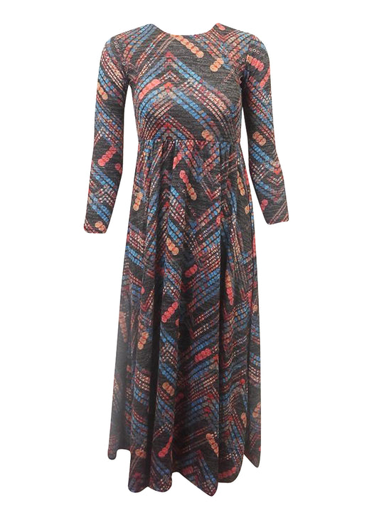 Indigo Hacci Print Maxi Dress Indigo