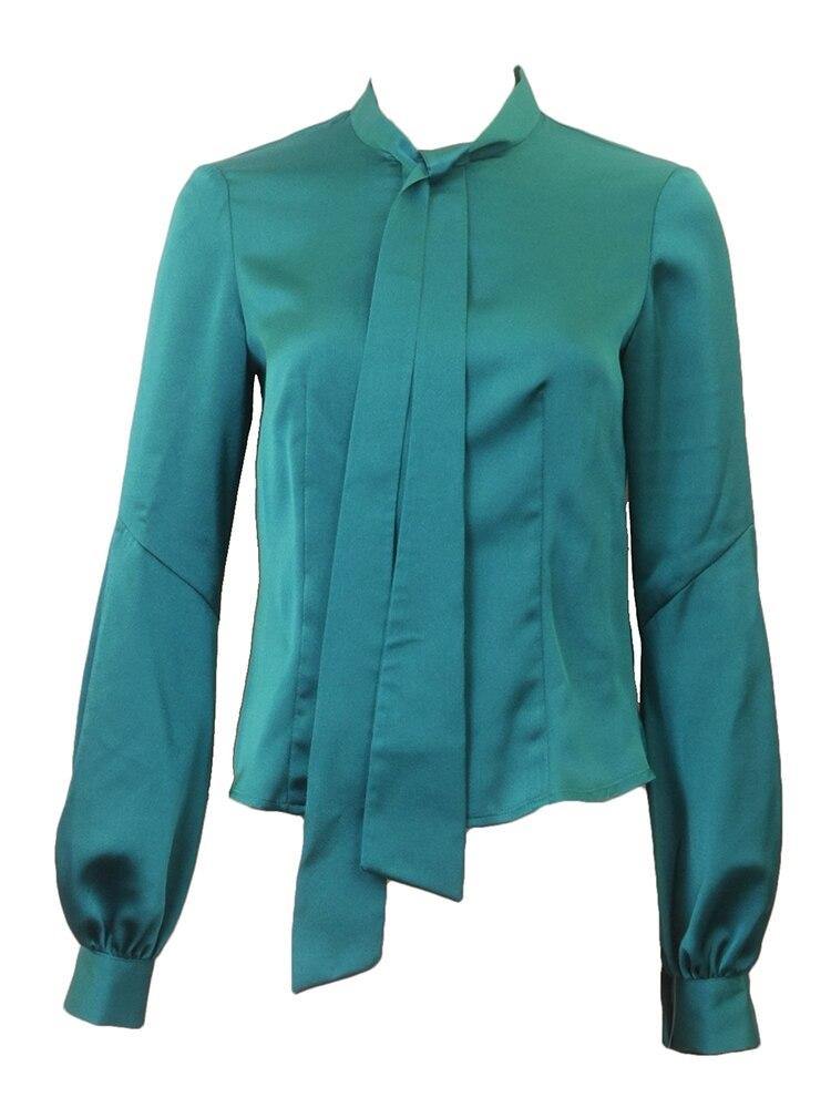 Sharrone Teal Satin Blouse vendor-unknown