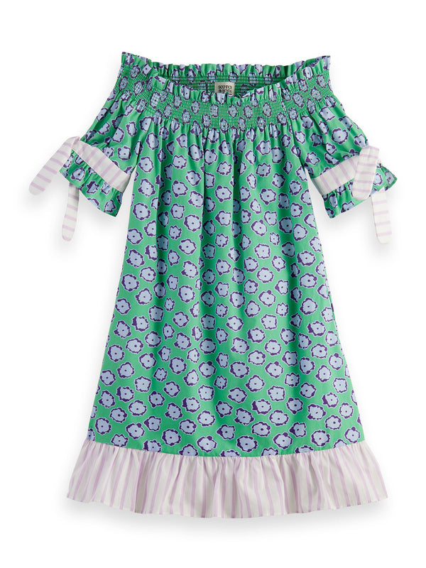 Scotch Soda All Over Printed Off Shoulder Dress Dresses