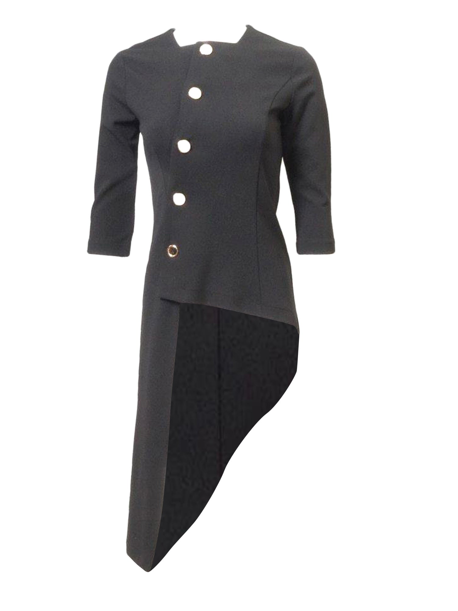 Blanc Et Noir Asymmetric Button Blouse vendor-unknown