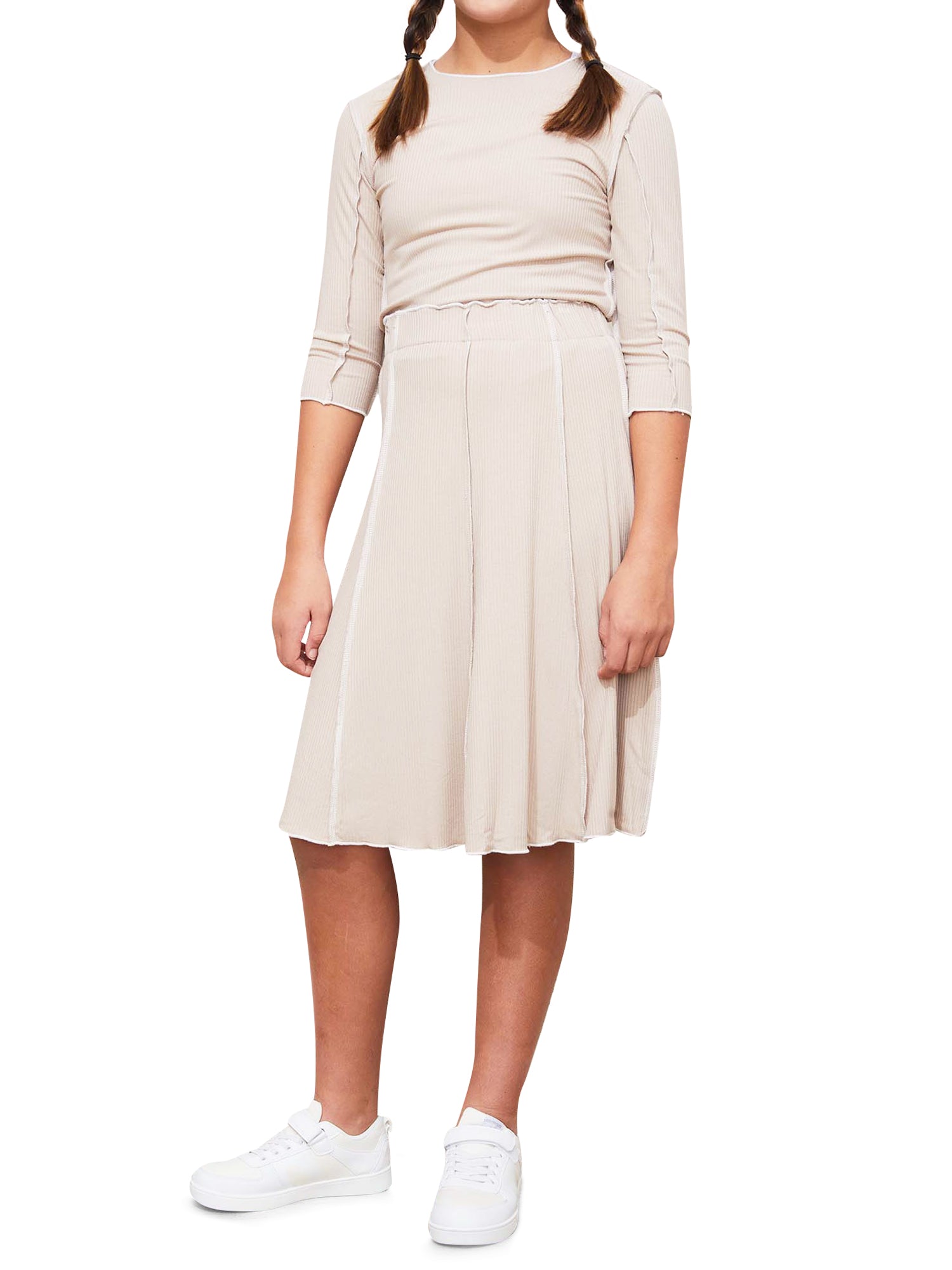 Jay Basics Blakely Ribbed Panel Skirt - Skirts