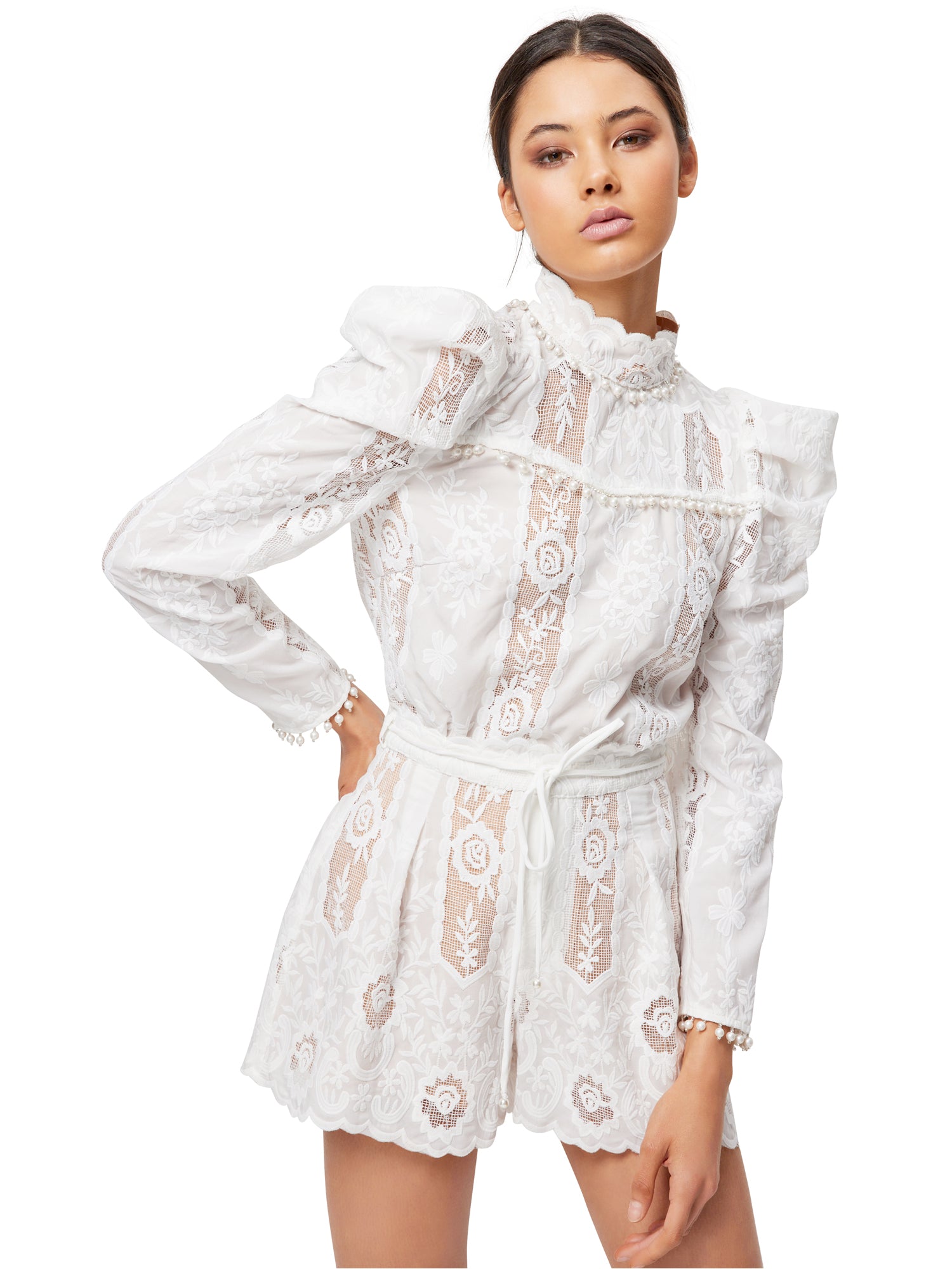 Elliatt Jimena Embroidered Pearl Top - Tops