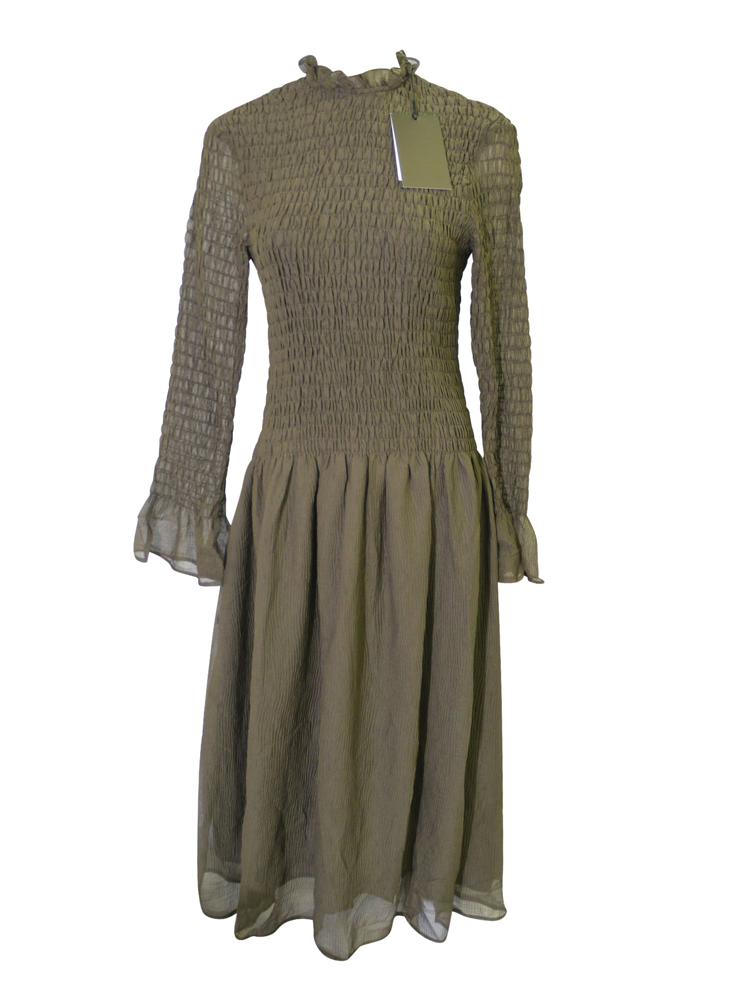 En Saison Smocked Chiffon Midi Dress - Dresses XS En Saison Smocked Chiffon Midi Dress - Dresses XS
