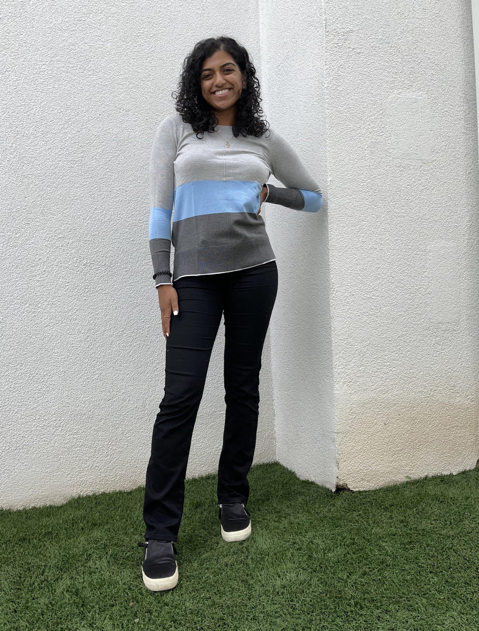 Metric Crew-Neck Knit Colorblock Sweater