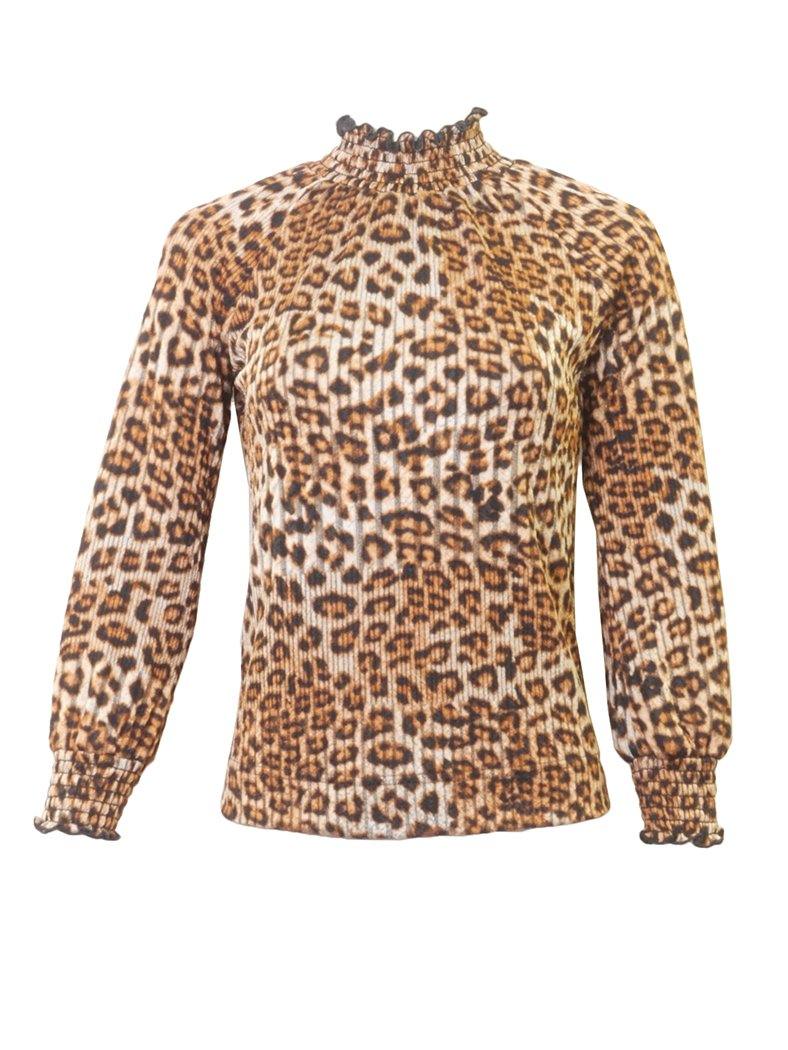 Sportchic Leopard Smocked Neck Top - PinkOrchidFashion