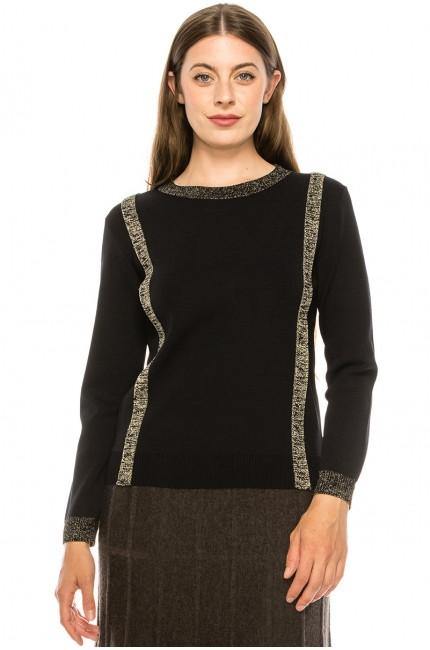 YAL NY Shimmer Stripe Sweater - PinkOrchidFashion