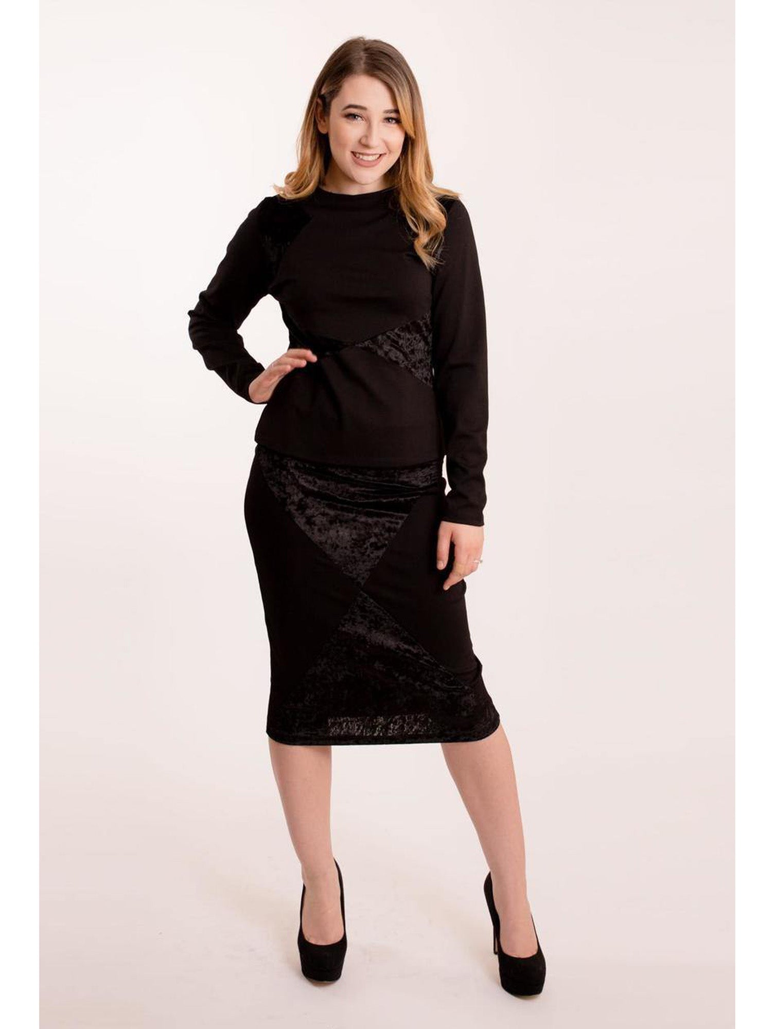 KMW Velvet Color Block Skirt vendor-unknown