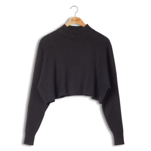 Point Rib Knit Cropped Top - Tops