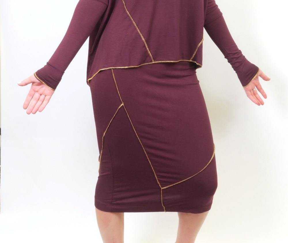 Mikah Etsu Skirt Black/Wine Front