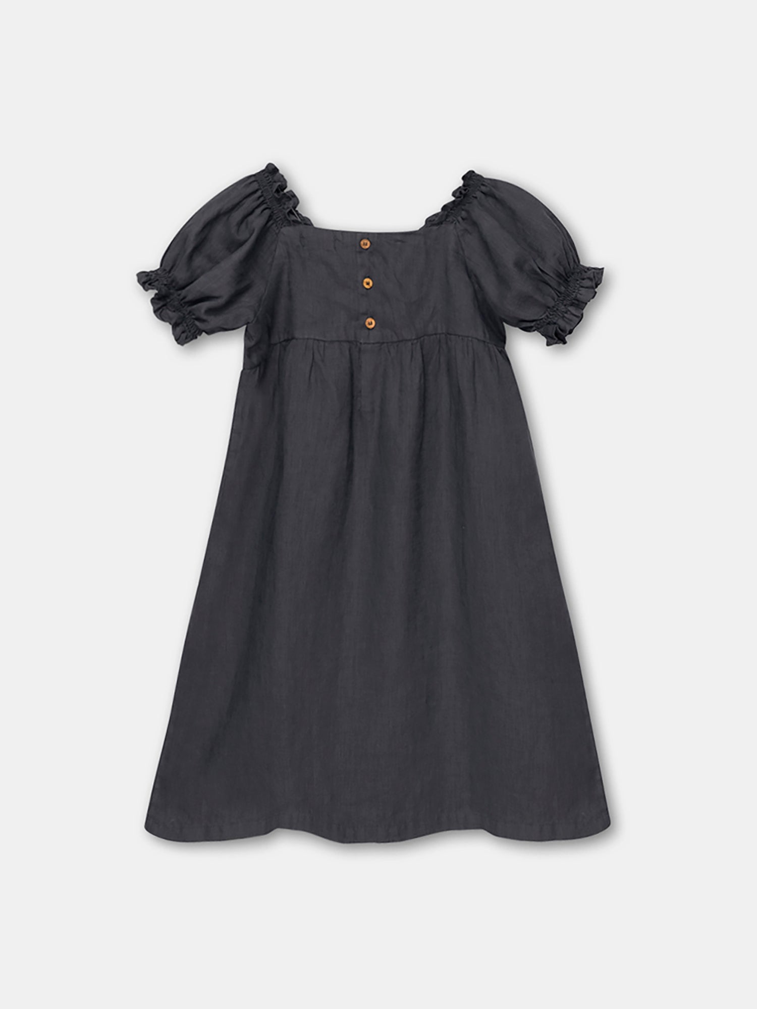 My Little Cozmo Puff Sleeve Linen Dress - Dresses Black / 10 My Little Cozmo Puff Sleeve Linen Dress - Dresses Black / 10