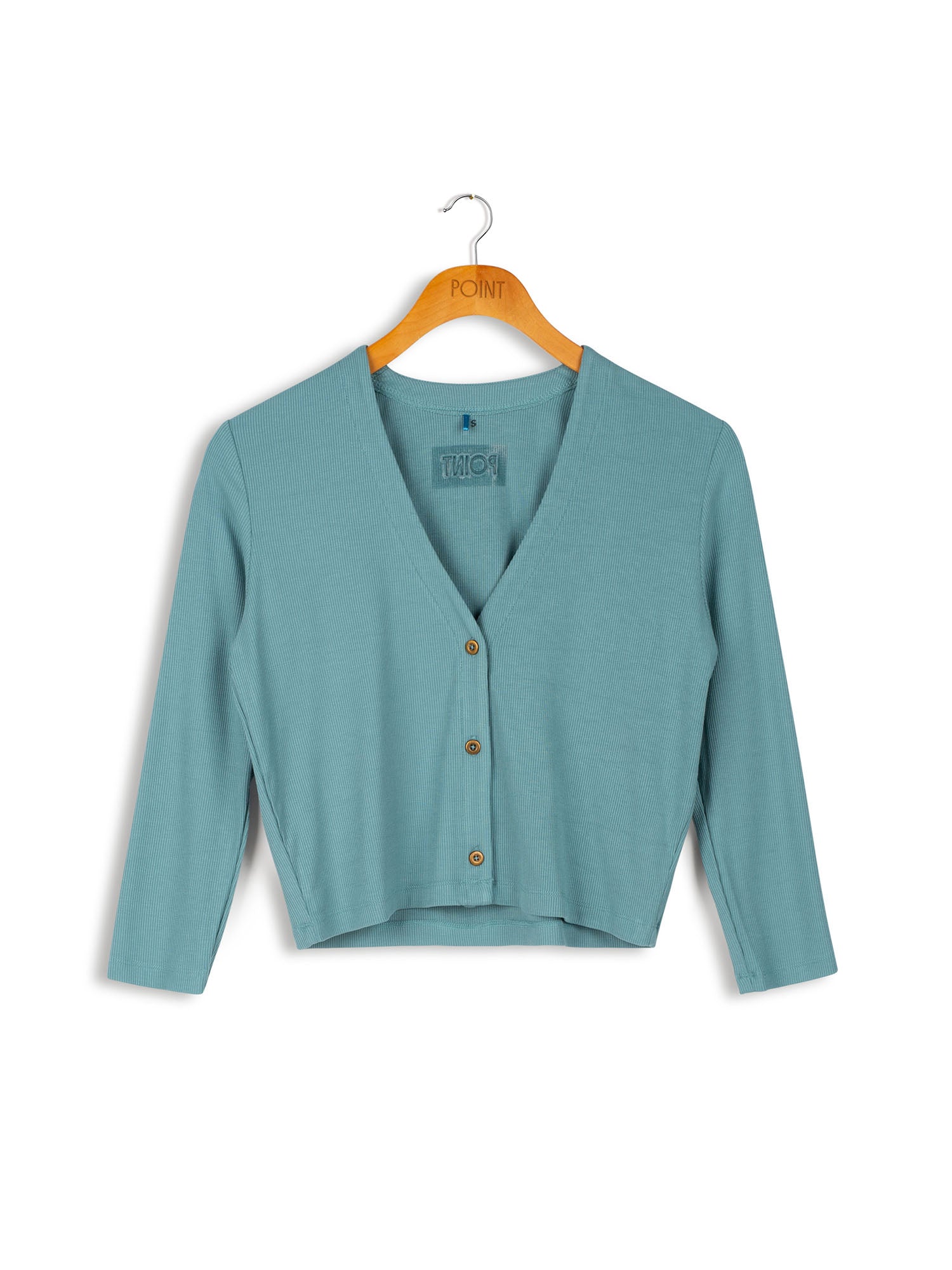 Point 3/4 Sleeve V-Neck Cardigan - Cardigan