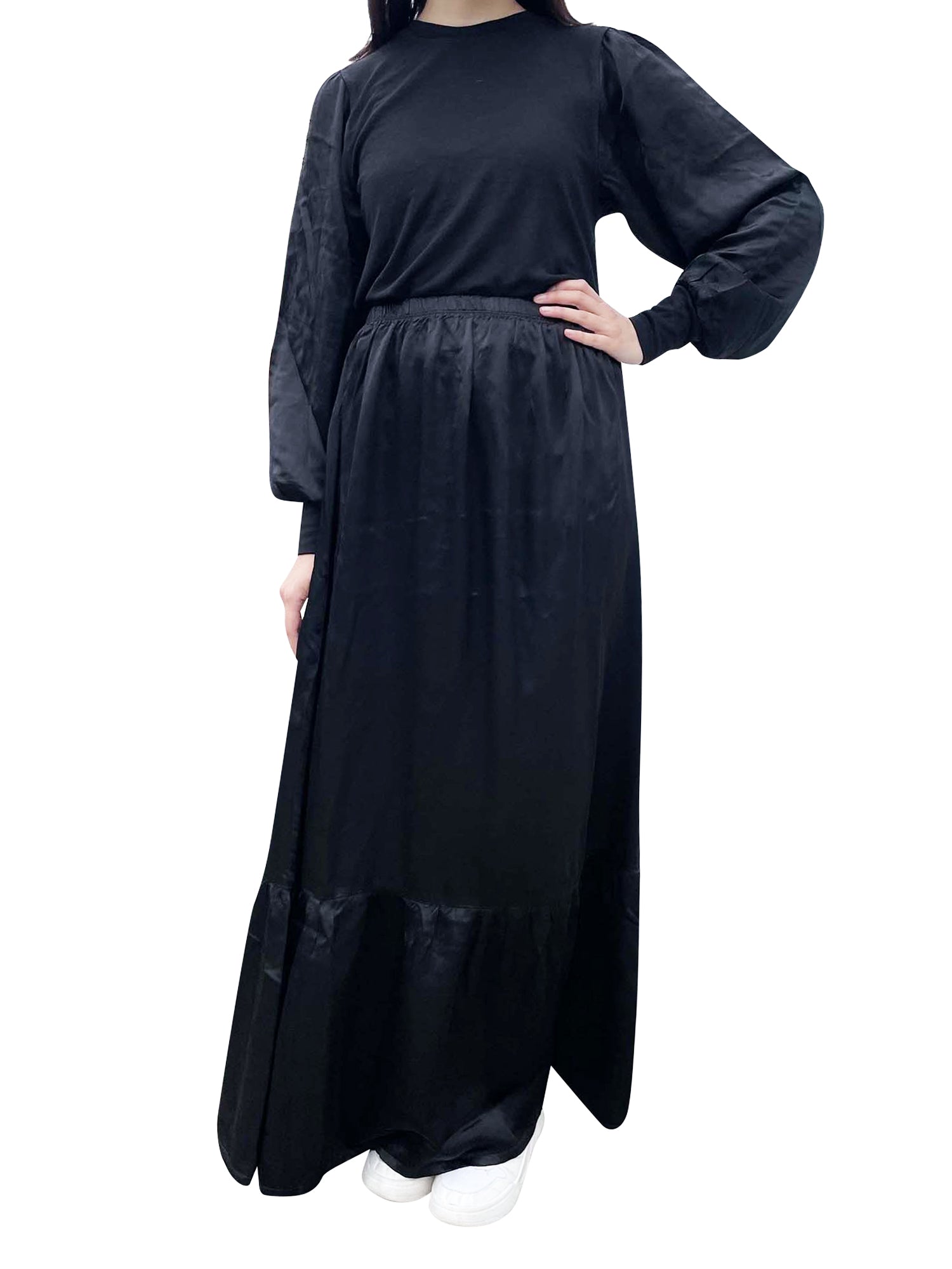 Hard Tail Satin Ruffle Maxi Skirt (Style: SAT-27) Hard Tail