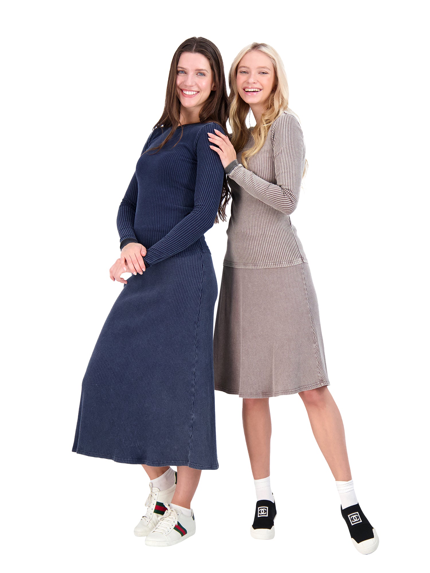 5 Stars Ribbed Long Flare Skirt - Skirts