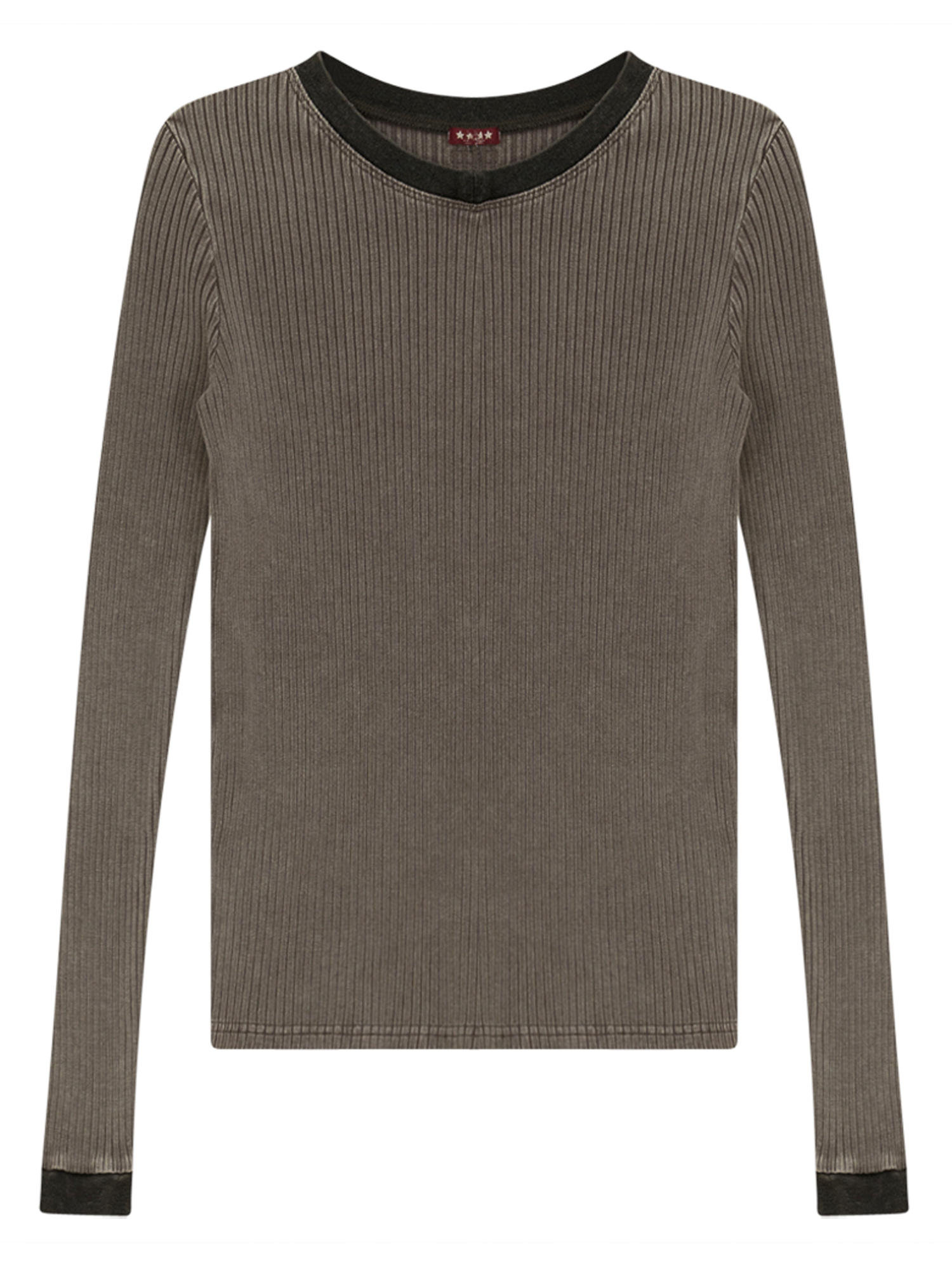 5 Stars Ribbed V-Neck Top - Tops