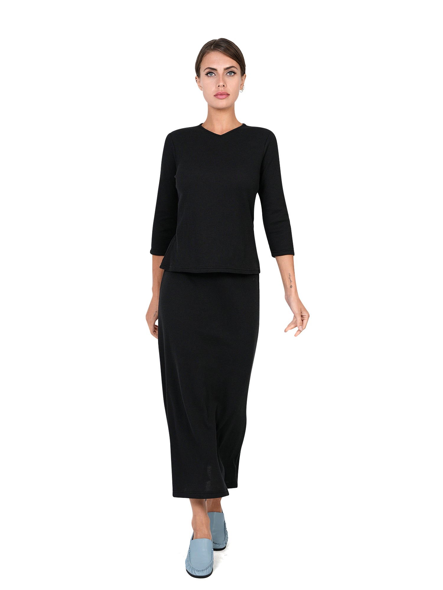 Hashtag Waffle Knit V-Neck Tee - Shirts & Tops