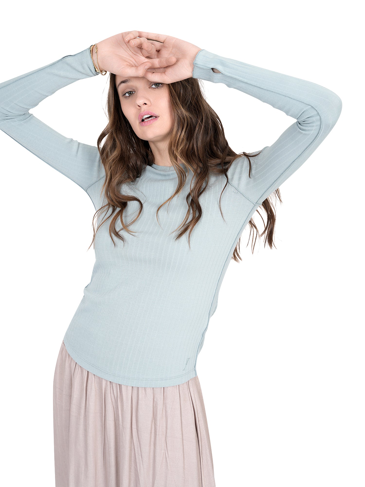 FYI Ribbed Thumbholes Top - Tops