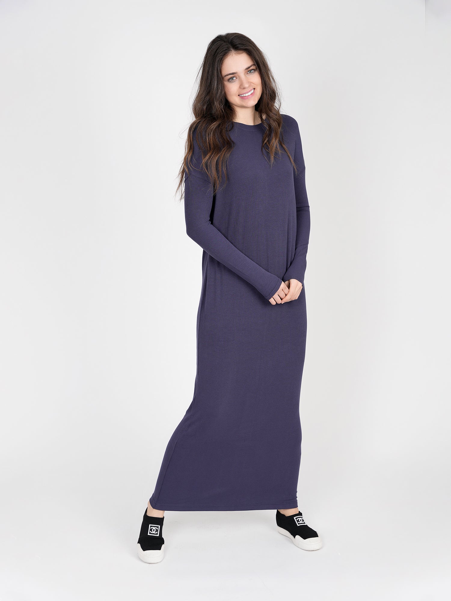 Noni Ladies Rib Dress Midi Length - Dresses Dark Denim / Extra Small Noni Ladies Rib Dress Midi Length - Dresses Dark Denim / Extra Small