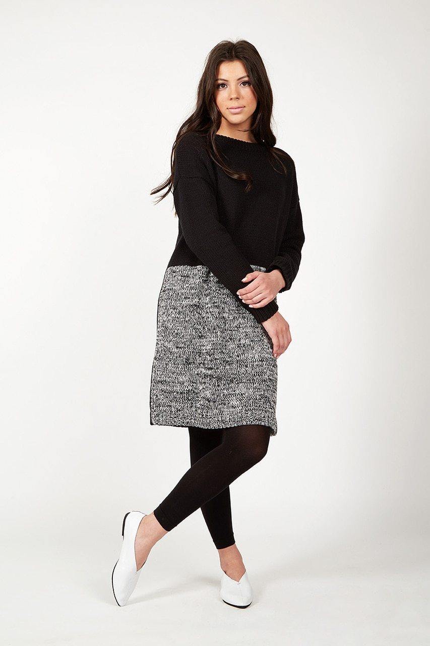 marled knit dress Gray Marled Knit Sweater Dress
