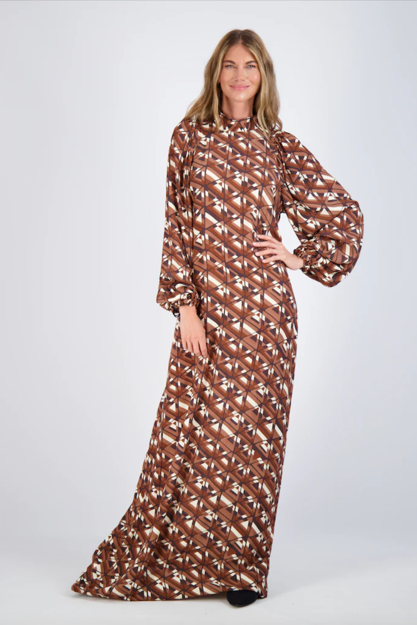 Pashmina Toggle Hex Print Maxi Dress - Dresses
