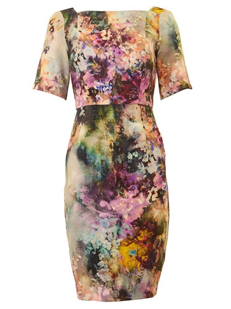 Single Floral Printed Sheath Dress Single