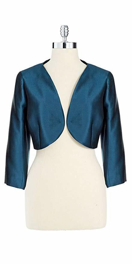 Teri Jon Teal Crop Jacket - Tops