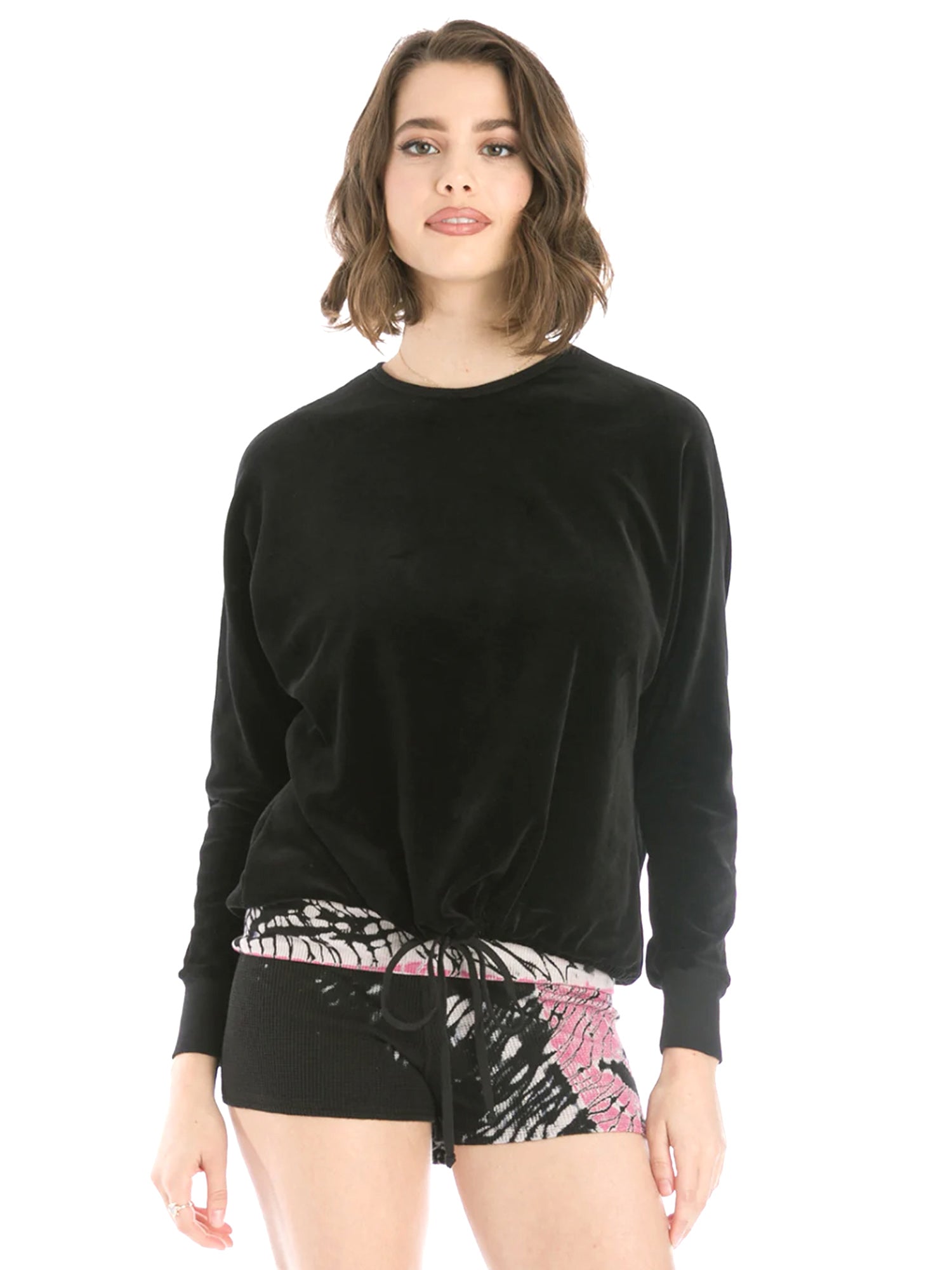 Relaxed Fit Velvet crew neck Pullover