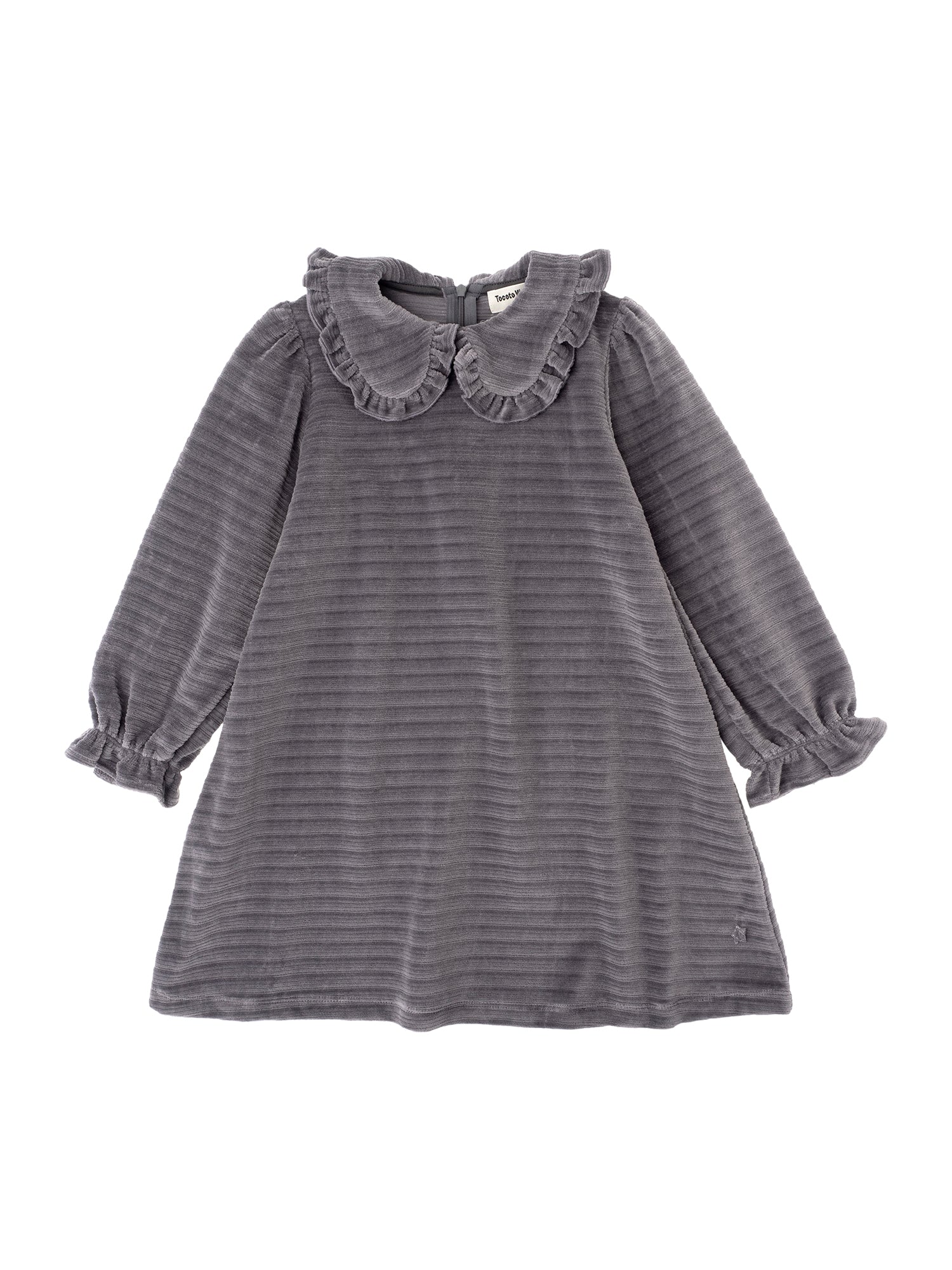 tocoto vintage ribbed dress Tocoto Vintage Ruffle Knit Girls Dress 2 / Grey