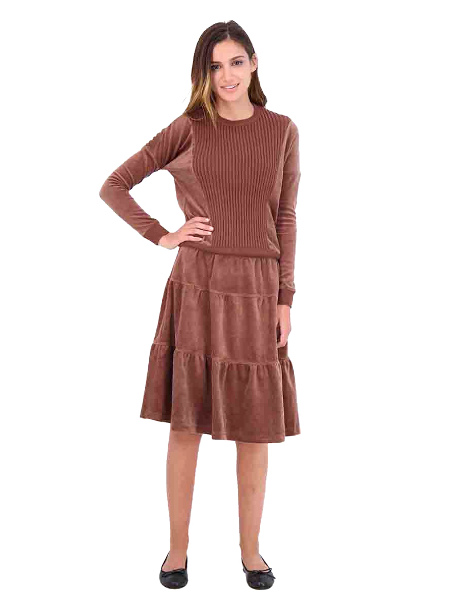 5 Stars Ribbed Velour Crewneck Top - Tops