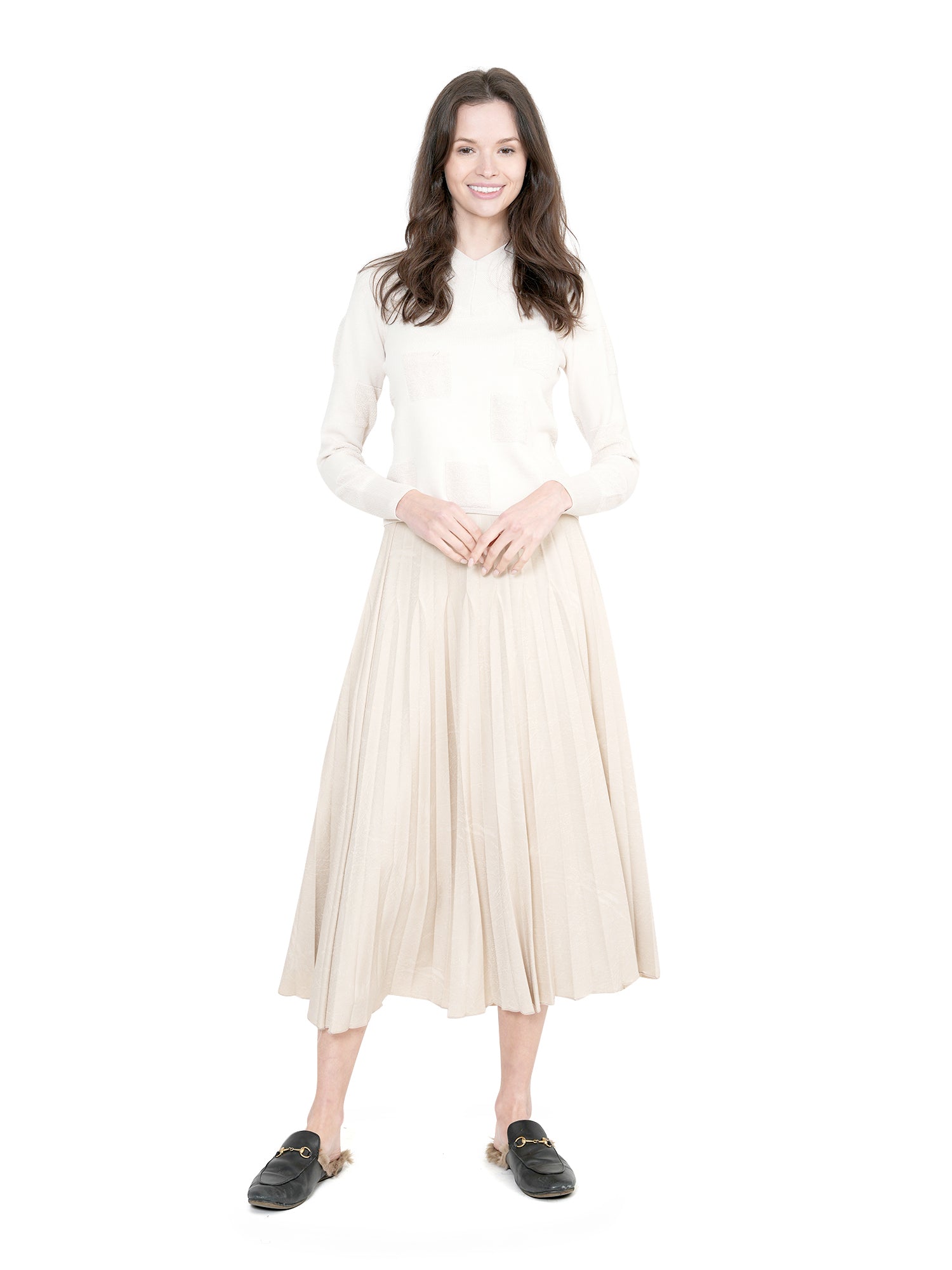 Ginger Square Jacquard Knit V-Neck Top - Shirts & Tops