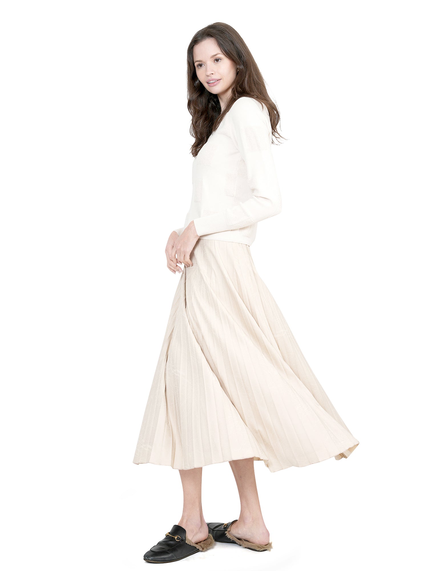 Ginger Square Jacquard Knit V-Neck Top - Shirts & Tops