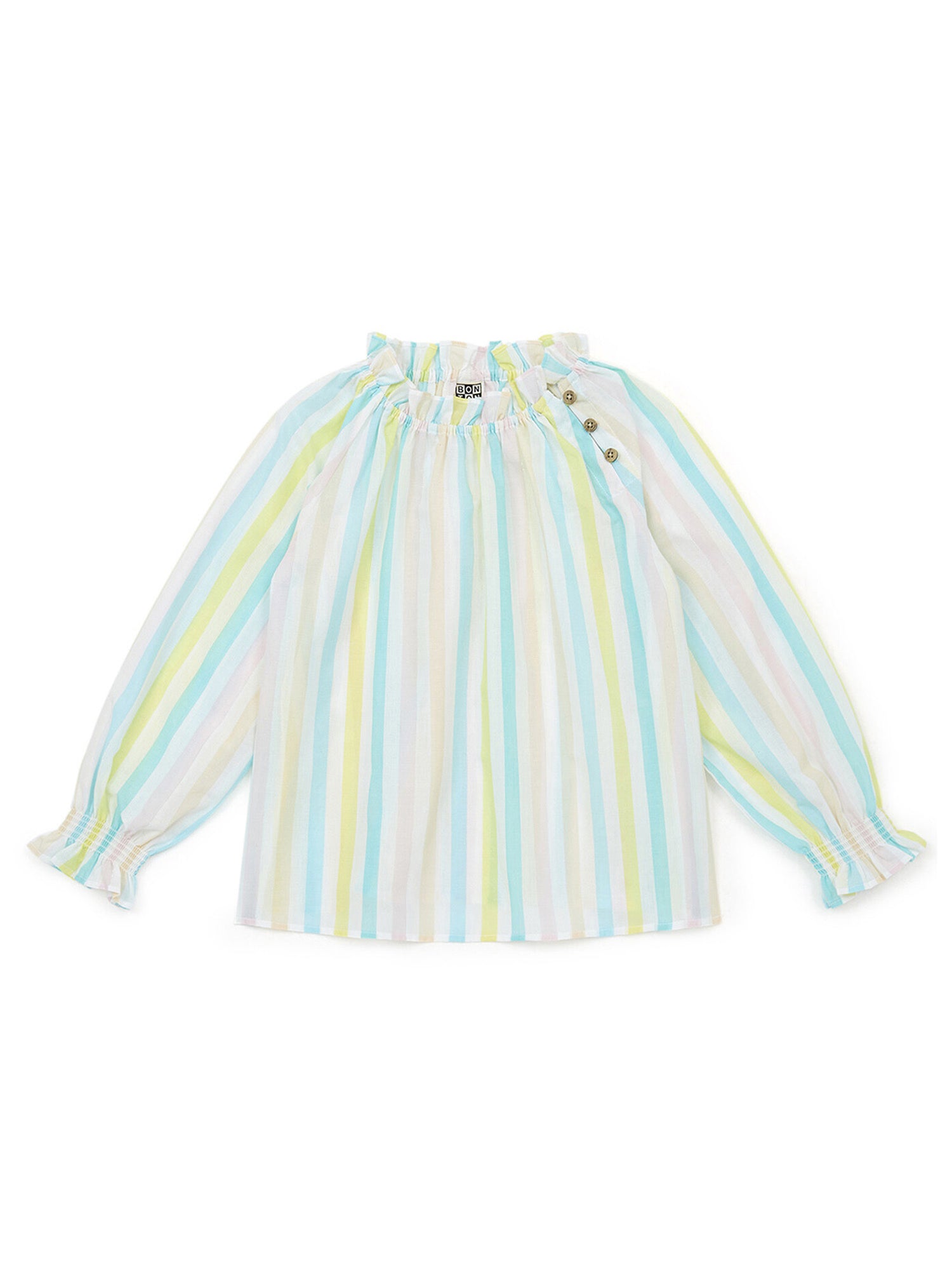 Bonton Ficelle Candy Stripe Cotton Blouse - Tops