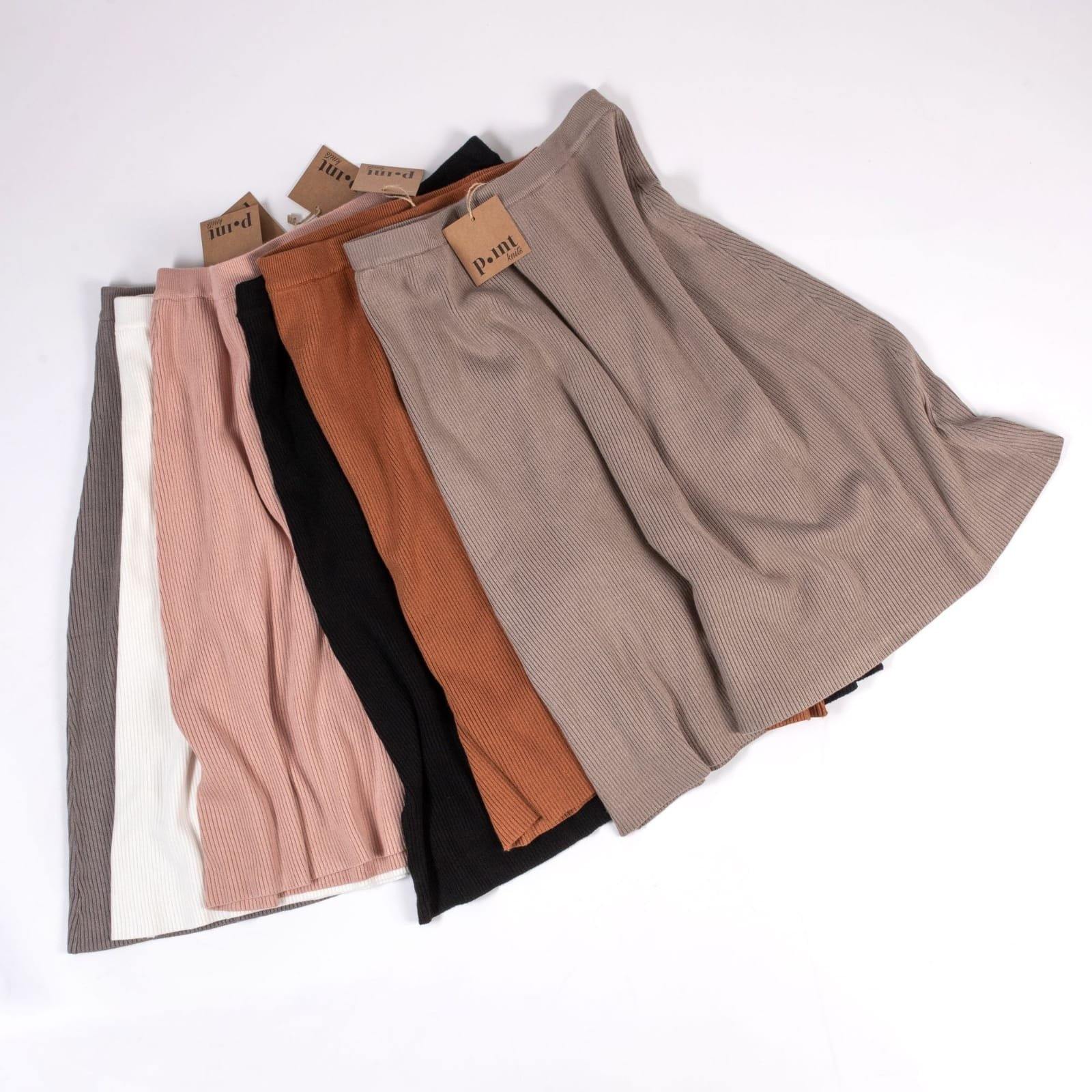 Point Ribbed Knee Length A-line Skirt