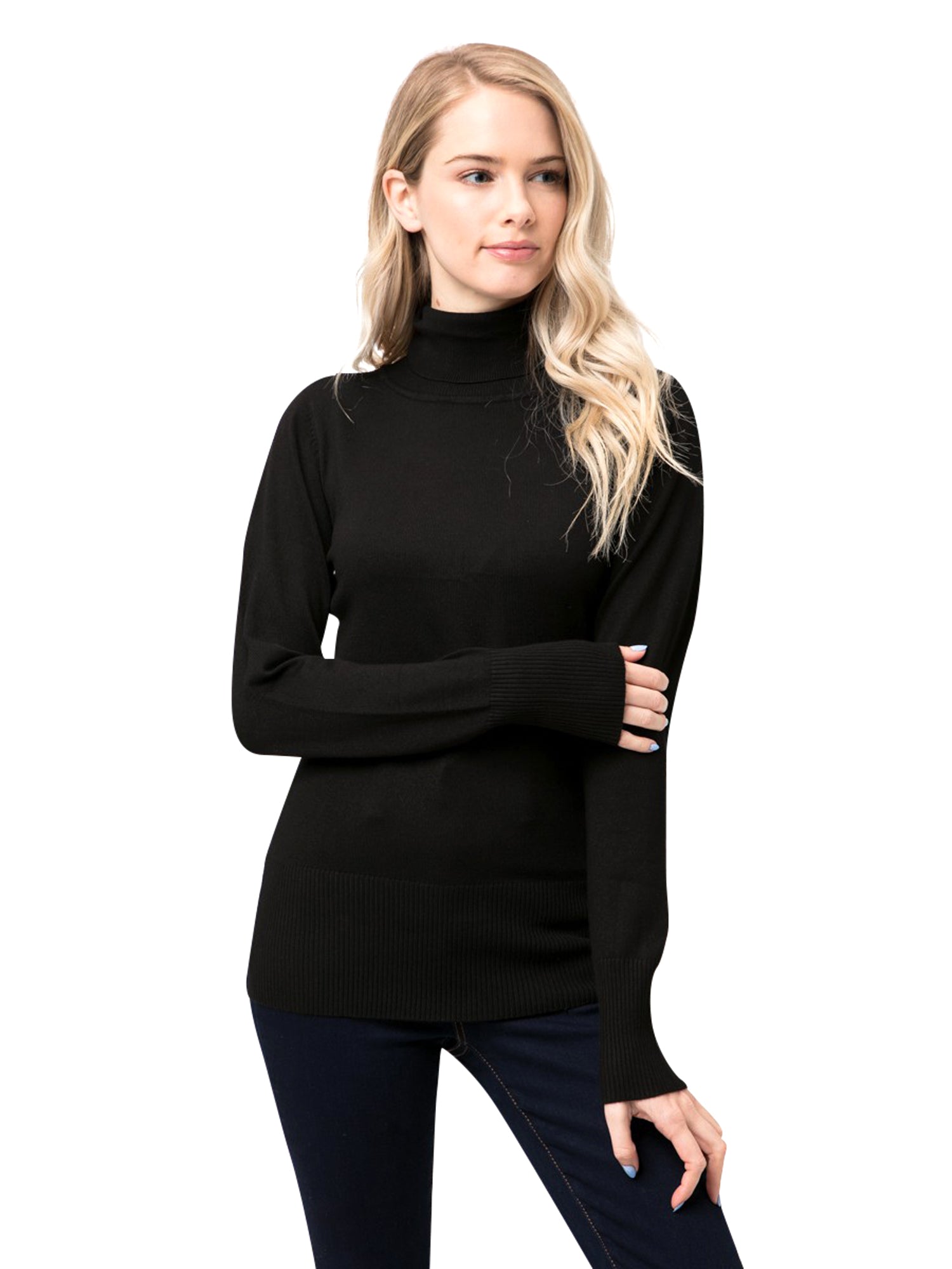 Cielo Contoured Turtleneck Pull Over Knit Sweater - Sweater