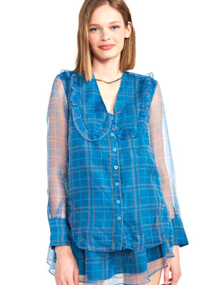 en saison plaid organza mini dress En Saison Floral Print Organza Mini Dress Francis + Fern