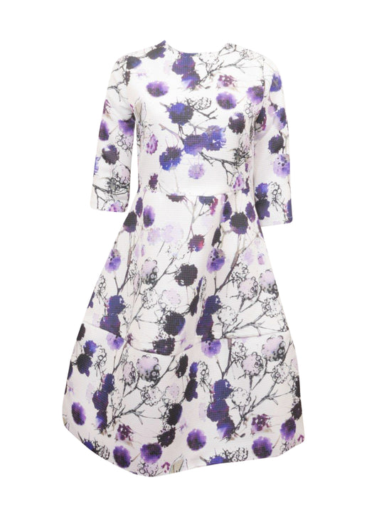 Ginger White and Purple Grid Dres vendor-unknown