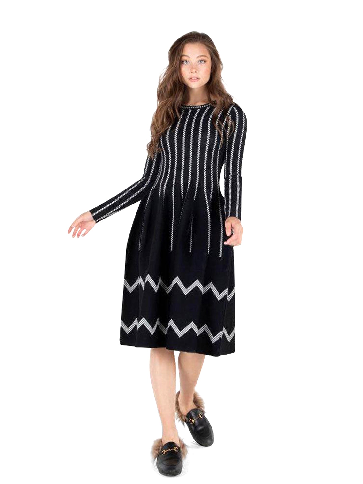 Ginger Knit Vertical Stripe Dress Ginger Knit Vertical Stripe Dress