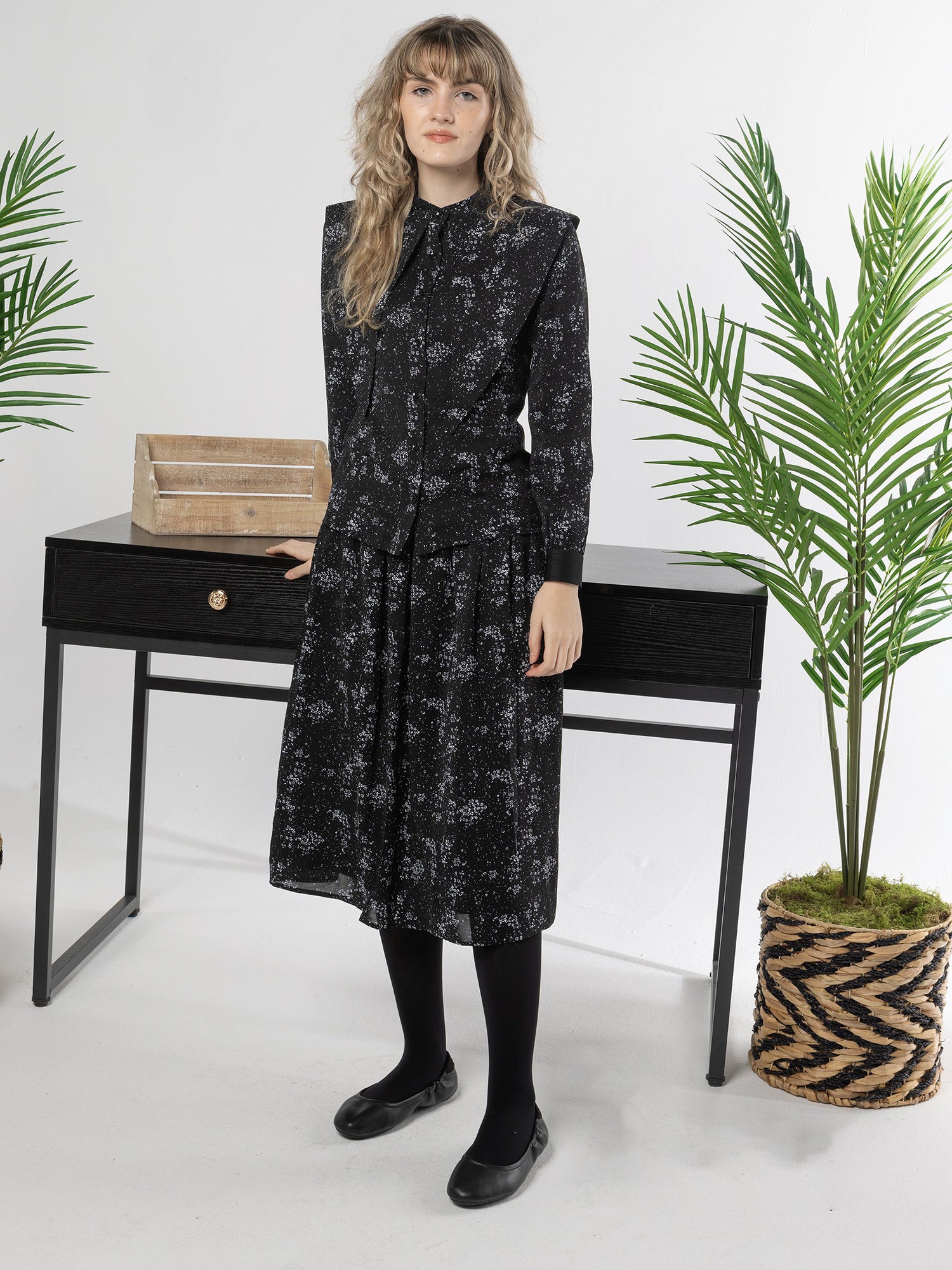 Lilac Designz Black & White Print Skirt - Skirts