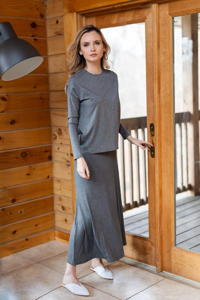 Third By Cee Ribbed Midi A-line Skirt - Skirts