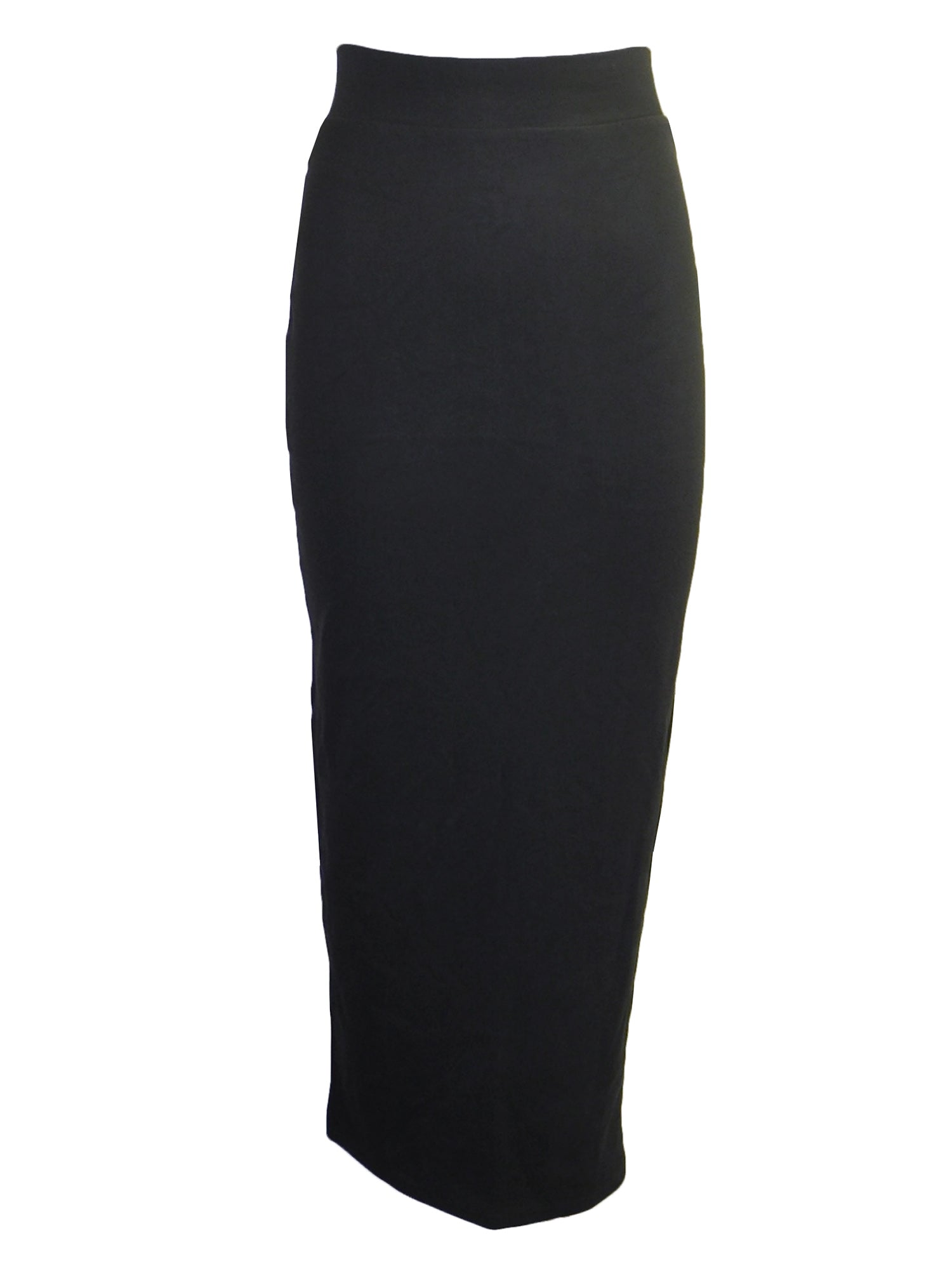 Black Knee Length A-line Slim Skirt Pull-On With An Elastic